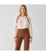 Faherty Arles Embroidered Long Sleeve Top, Renaissance, Beige, Small (4/... - $135.40 CAD