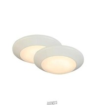 7 in. White Electric LED Flush Mount Lights Frosted Acrylic Lens (Two-Pack) - $28.49