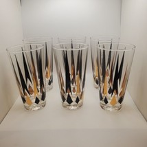 Anchor Hocking Golden Peaks TUMBLERS 5.75&quot; Lot of 6 Mid-Century Modern A... - £55.23 GBP