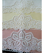 VTG lot of 3 color Hand made Linen crochet lace Cloth Placemat doily tea... - £35.30 GBP