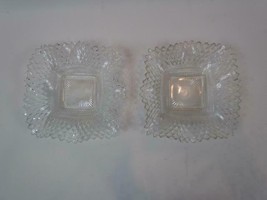 Lot of 2 Vintage Indiana Glass Square Ruffled Diamond Point Trinket Dish/Ashtray - £20.92 GBP