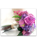 purple lavender rose orchids wedding bouquet, boutonniere, burlap vintage lace - $99.00