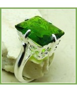 Olive Emerald Cut Green Quartz Crystal Antique Style Sterling Silver Sig... - £91.06 GBP