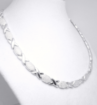 Illustra Sterling Silver 17&quot; Stampato Pave-Style Necklace  - £71.31 GBP