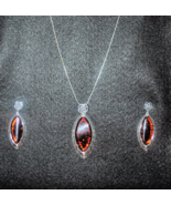 Smithsonian Silver &amp; Baltic Amber Roses Necklace on Chain &amp; Earrings Set... - €107,76 EUR