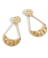 Hammered Half Moon Earrings - Gold - $14.85