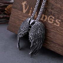 Stainless Steel Classic Angel Wings Necklace Mens Fashion Animal Pendant Jewelry - £6.35 GBP+