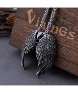 Stainless Steel Classic Angel Wings Necklace Mens Fashion Animal Pendant... - £6.28 GBP+