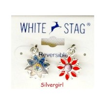 White Stag Reversable Red Rhinestone Flower Earrings - £6.28 GBP