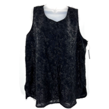 Halogen Womens Black Floral Jacquard Lined Tank Top Sleeveless Size Large - £18.77 GBP