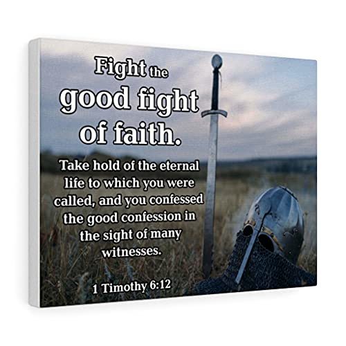 Primary image for Express Your Love Gifts Bible Verse Canvas Fight The Good Fight 1 Timothy 6:12 W