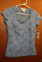 NWT A.Byer Blue T-Shirt w/ Sequin Details - Size Juniors Medium - £10.94 GBP