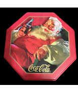 Coca Cola Coke Octagon Santa Christmas Tin - 5 1/4 inch diameter - £5.88 GBP