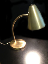 Vintage Retro Gooseneck Gold Finish Lamp Working 1950&#39;s Student Lamp - £31.96 GBP
