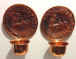 Vintage Coppercraft Guild Repousse Hunting Scene Wall Plates &amp; Planters - 1970&#39;s - £31.97 GBP