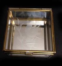 Vintage Made in Mexico Glass Mirrored box with Etched Bird in Grass -  1... - £14.14 GBP