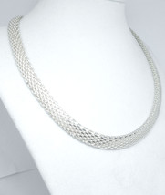 Sterling Silver Domed Mesh Adjustable Choker Necklace 16 to 18 inch - £71.31 GBP