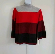 Charter Club Women&#39;s Long Sleeve Ribbed Neck Hanging Ravishing Red Sweater M - £24.47 GBP