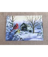 Terry Doughty Snowy Haven Birds Cardinal Covered Bridge Holiday Greeting... - $6.93