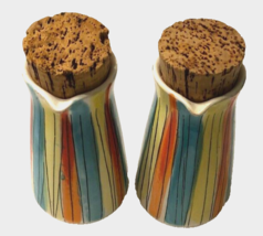 $20 GL Japan Ceramic Atomic Multicolor Vintage Olive Oil Vinegar Dispenser Set - £11.54 GBP