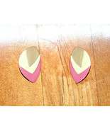 vintage pierced earrings metal pink white grey gray 1980&#39;s south west style - £0.78 GBP