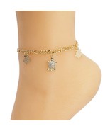 18k Layered Real Gold Filled Anklet Turtles bracelet Micro pave Settings... - $17.23 CAD