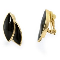 New Classic Black Leaf Shape Elegant Gold Plated Fashion Handmade Earrings - $17.78