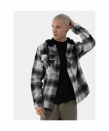 No Boundaries Men&#39;s Hooded Long Sleeve Flannel Shirt LARGE Frost Gray - €21,00 EUR