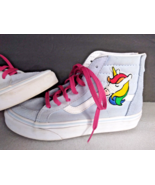 Vans Sk8-Hi Zip Kids Size 3 Unicorn Skate Shoes Silver Glitter Suede/Canvas - $47.76 CAD