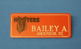 Hooters Restaurant Girl Bailey A. Orange Name Tag / Pin - Waitress Pin - £11.98 GBP