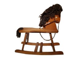 Vintage Toy Rocking Horse Solid Wood w/ Bridle American Girl Doll 14&quot; x ... - £26.86 GBP