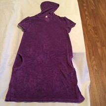 Size 10 12 large Xhilaration swimsuit cover dress hoodie purple terry - $15.49