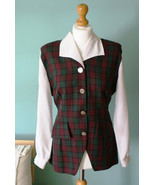 Vintage blouse, blazer 1980&#39;s, checked vest, checked blouse unique, coll... - $80.14 CAD