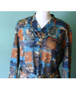 Long Autumn Vintage Dress, Turquoise, orange colors, belt, long sleeves,... - $33.95 CAD
