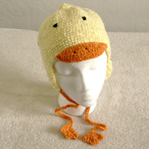 Yellow Duck Hat with Visor and Ties for Children - Animal Hats - Medium - $16.00