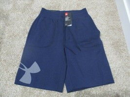 BNWT Under Armour Rival Fleece Exploded Logo Men&#39;s shorts, Navy, Size M, 1303137 - £24.40 GBP