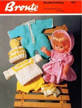 Vintage Knitting pattern for Dolls outfits 12&quot; 31cm dolls. Bronte 691 PDF - $2.15