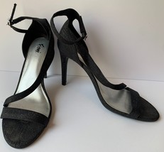 Fiona Nights Women&#39;s Glitter Sparkle Open Toe Stiletto Heels Black 9.5 3&quot; Heels - £15.81 GBP