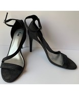 Fiona Nights Women&#39;s Glitter Sparkle Open Toe Stiletto Heels Black 9.5 3... - £15.52 GBP