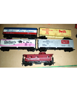 HO Train - lot of 5 train cars (1 Bordens, 2 Swift, 1 Gerber &amp; 1 Red Cab... - £36.82 GBP