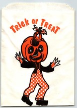 Trick Or Treat Halloween Candy Goodie Bag Goblin Pumpkin Head Man JOL Vintage - £11.58 GBP