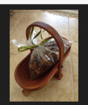 collapsible wooden basket with bag of potpourri - $49.99