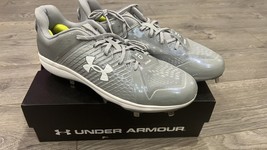 Under Armour Men's UA Yard Low MT Gray Baseball Cleat Shoe, Size 16 - £52.31 GBP