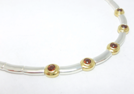  Garnet Station Two-tone Sterling Silver 15-1/2 inch Necklace  - £72.04 GBP