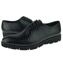 Corrente 4783 Casual Oxford, Snake Print Men&#39;s Leather Shoes, Black Python - £117.90 GBP