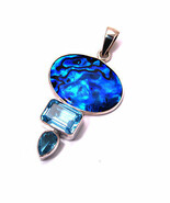 Charles Albert Abalone &amp; Blue Topaz 18&quot; Silver Necklace $299 Retail (JT1) - £98.08 GBP