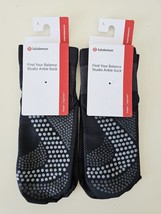 2 X Nwt Lululemon Blk Black Find Your Balance Studio Ankle Socks Women&#39;s Large - £41.79 GBP