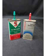 Lot Of 2 Vintage SINGER Sewing Machine Oil Can 4 oz Handy Oiler, Silver ... - $24.58
