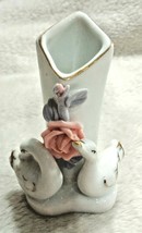 Mini Porcelain Swan Stem Bud Vase with gold, China, Great Condition 3.75&quot; - $9.23