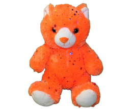 10" Kellytoy Orange Teddy Glitter Sparkle Plush Bear Stuffed Animal 2015 Lovey - $9.45
